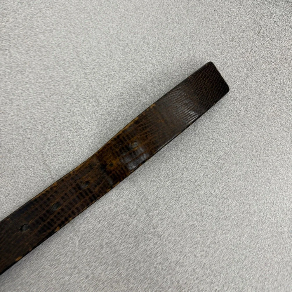 Banana Republic Belt Mens Size 36 Dark Brown Embossed Leather Brass Buckle 1.25